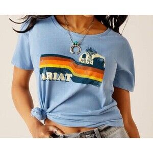 Ariat T Shirt SZ L  New with Tags Ariat Acres shirt short Sleeve Blue women